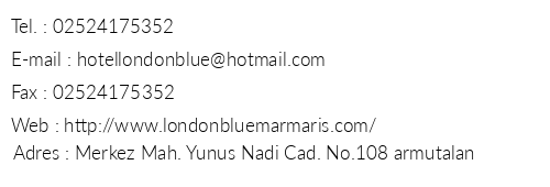 London Blue Hotel telefon numaralar, faks, e-mail, posta adresi ve iletiim bilgileri